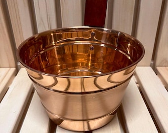 Cubo de sauna de cobre hecho a mano con mango de haya europea – 4 L