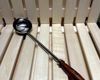 Louche de sauna en acier inoxydable avec manche en bois, louche d'eau de sauna, accessoire de sauna durable