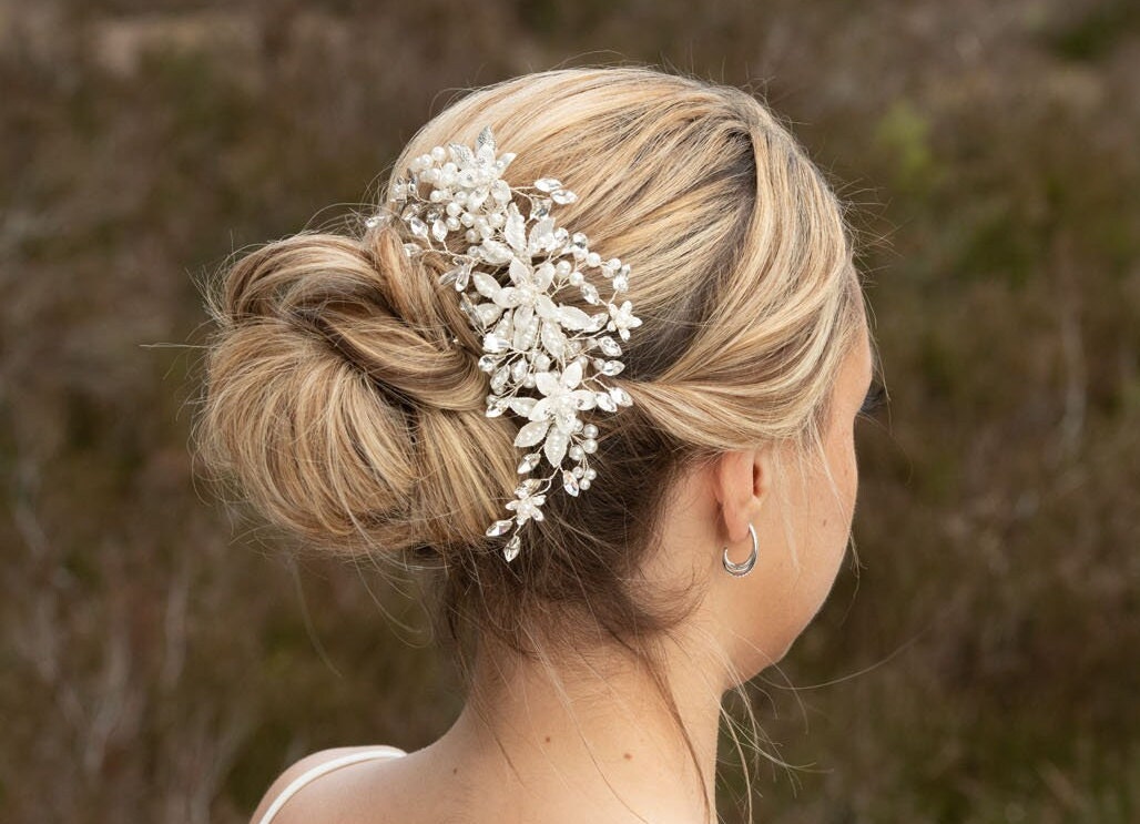 Bridal High Quality Glass Pearl Hair Pins Set of 7 Wedding Hair Pins Pearls  Hair Piece Silver or Gold Hairpin. 
