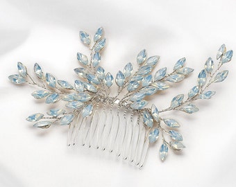 Something Blue Hair Comb for Bride | Pale Blue Crystal Hair Piece