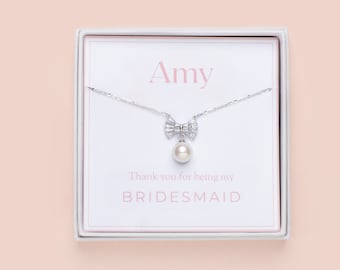 Pearl Bridesmaid Jewellery Set | Thank You Gift for Wedding Day | Sterling Silver