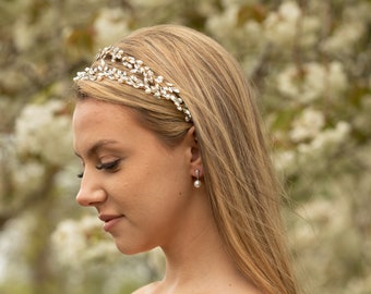 Double Row Diamante Bridal Head Band | Tiara Headpiece for Bride | Bridal Hair Piece