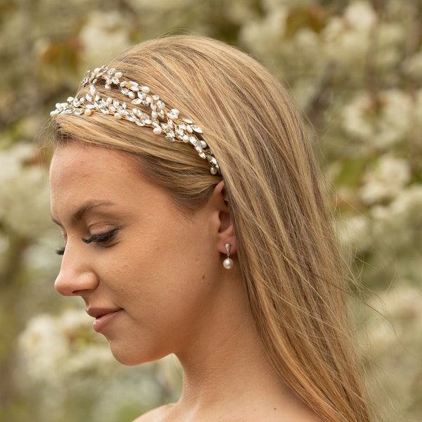 Double Row Diamante Bridal Head Band | Tiara Headpiece for Bride | Bridal Hair Piece