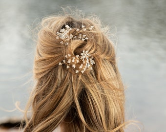 Perni per capelli da sposa / Perni Boho Pearl e Crystal / Perni per capelli per sposa o damigella d'onore