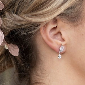 Braut Teardrop Ohrringe | Zarte CZ Ohrringe für Braut | Sterling Silber Hochzeitsschmuck