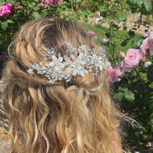 EMMY / Pezzo per capelli da sposa con perle e cristalli / Pezzo per capelli grande per il giorno del matrimonio / Pettine per capelli della sposa immagine 2