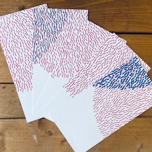 Lot de 5 cartes postales sérigraphiées à la main