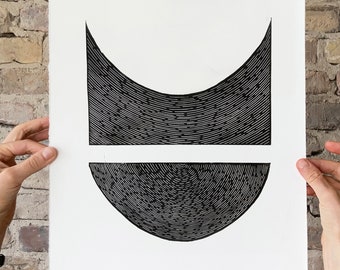 Perfect Match - 30 x 42 cm - Linoldruck - Limitierte Serie - Abstrakter Kunstdruck