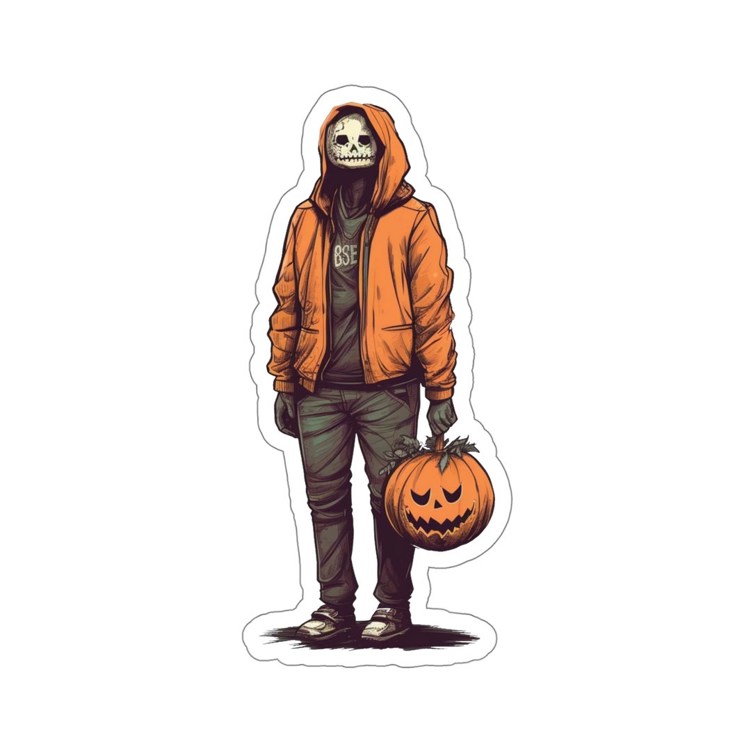 Skeletal Man With Jacko'lantern Sticker Halloween Haunt Etsy