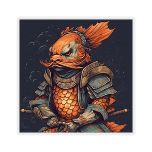 Samurai Serenity: Exquisite Koi Fish in Armor Sticker for Peace and Strength