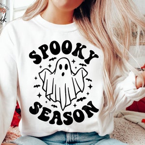 Spooky Season SVG, Halloween Svg, Ghost Svg, Fall Svg, Cricut Cut File, Silhouette DXF File, Retro Halloween Shirt Design, Halloween Png