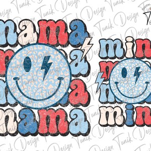 Mama Mini PNG, 4th of July Png, America Png, Retro Smiley Png, Sublimation or Print, Fourth of July Mama T Shirt Design, Digital Download