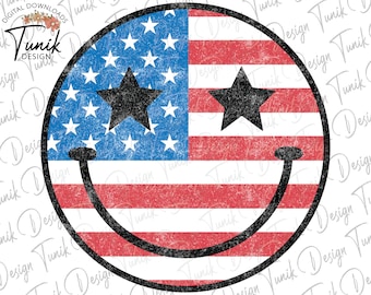 Amerikaanse vlag smiley png, 4 juli png, retro smiley png, patriottische png, Amerikaanse smiley, vintage usa vlag png, sublimatie printontwerp