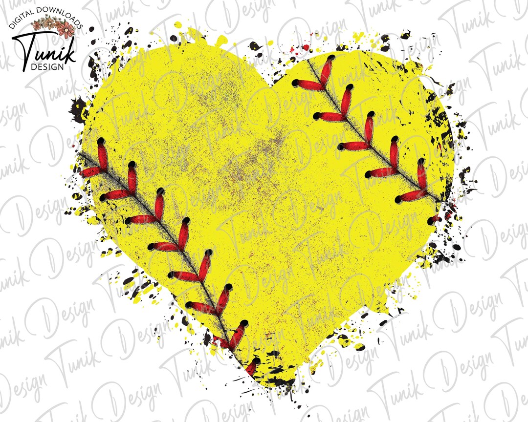 Softball Heart PNG, Splatter Heart Softball Png, Digital Download