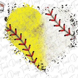 Baseball Softball Heart PNG, Mom of Both Heart, Softball Baseball Png, Digital Download, Grunge, Sports Background Png, Sublimation Design