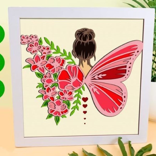 Floral Girl Butterfly Fairy Shadow Box