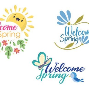 Colorful Spring Welcome Bundle, round sign svg, porch sign svg, welcome sign svg, door hanger svg, family svg,, welcome to our home svg