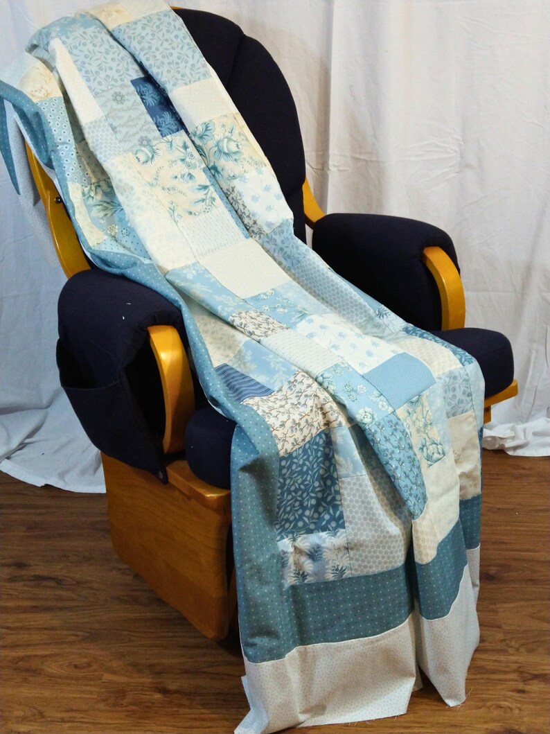 Denim Blue Floral Quilt: Cotton Wall or Lap Quilt (73x84 Inches) - Etsy