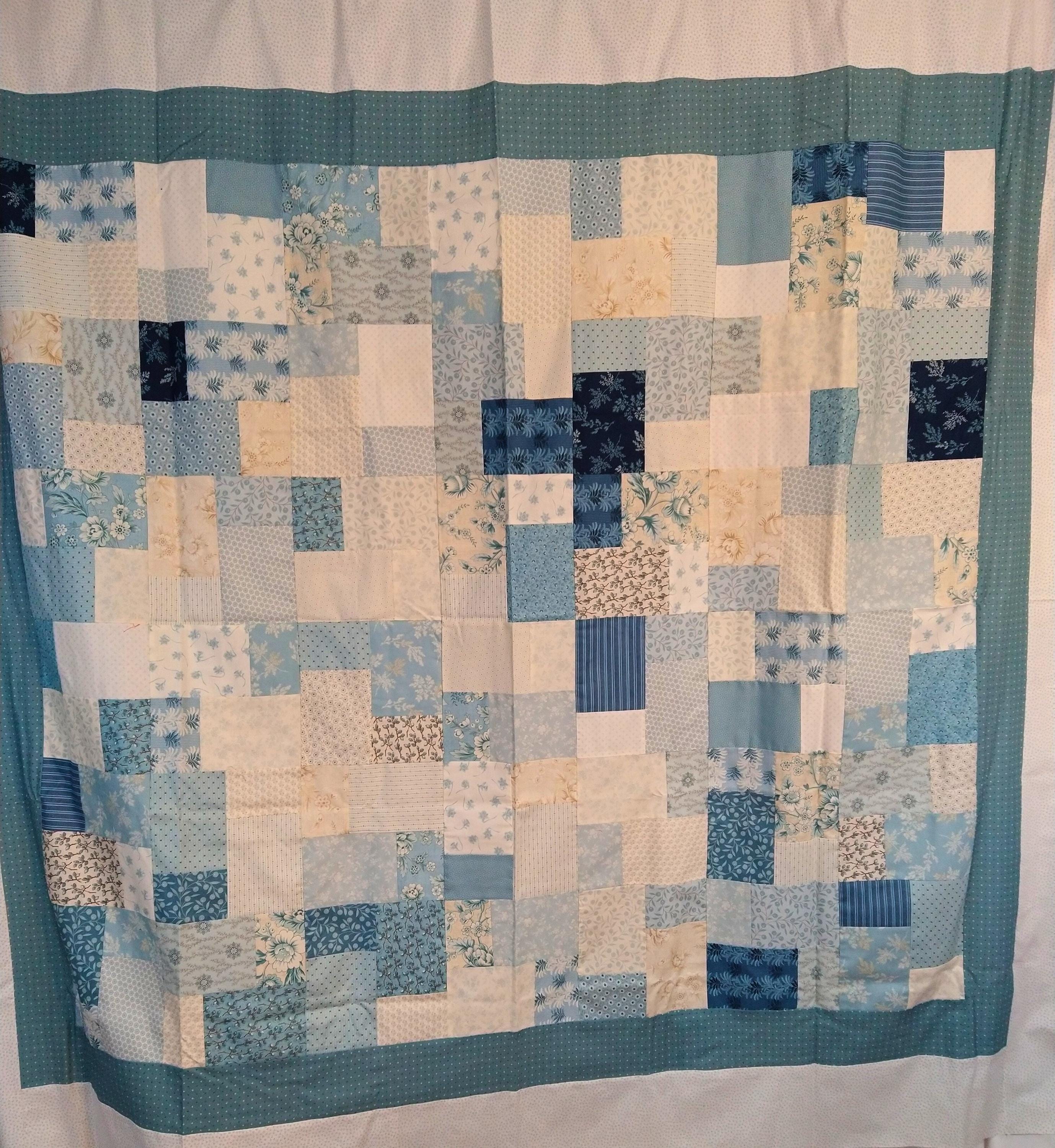 Denim Blue Floral Quilt: Cotton Wall or Lap Quilt (73x84 Inches) - Etsy