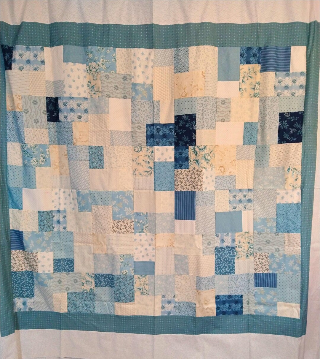 Denim Blue Floral Quilt: Cotton Wall or Lap Quilt (73x84 Inches) - Etsy
