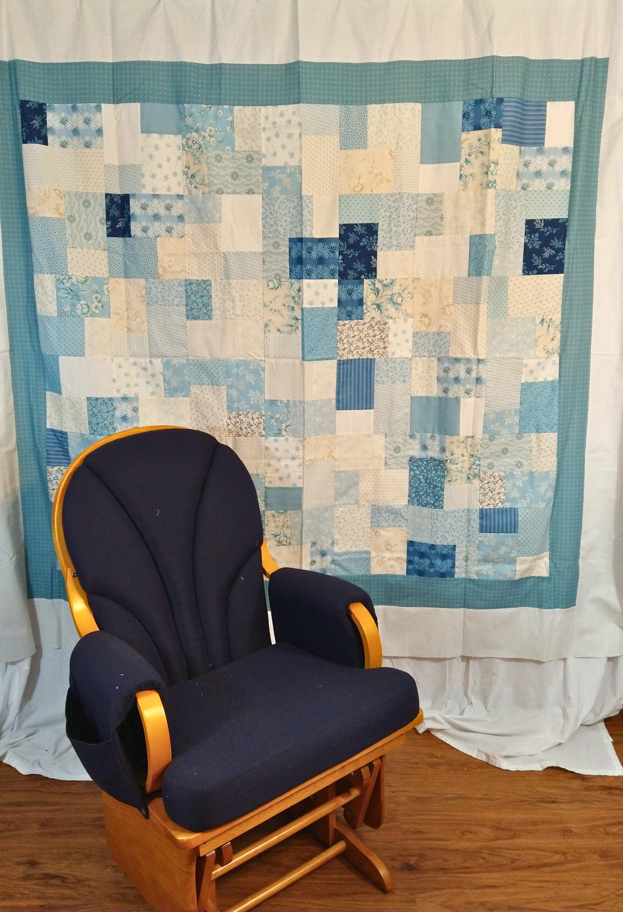 Denim Blue Floral Quilt: Cotton Wall or Lap Quilt (73x84 Inches) - Etsy