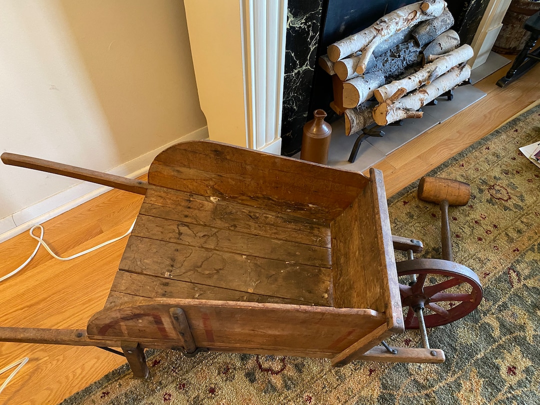 Vintage Antique Wooden Wheelbarrow Made in Maine Etsy