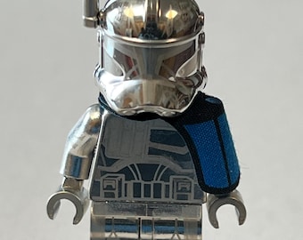 Chromen Lego Captain Rex-minifiguur: op maat gemaakt verzamelobject.