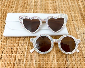 Rhinestone sunglasses | Custom toddler and child sunnies | Bling sunglasses | Girl gift | Sparkly heart sunglasses | Sunglasses for girls |