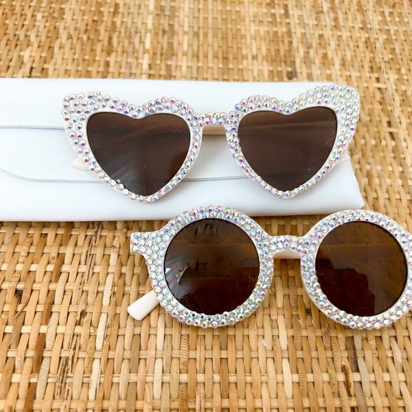 Rhinestone sunglasses | Custom toddler and child sunnies | Bling sunglasses | Girl gift | Sparkly heart sunglasses | Sunglasses for girls |