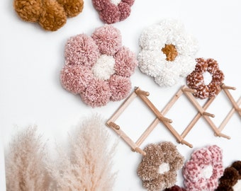 Pom Pom Flower Wall Decor | Boho Nursery, Custom Colors