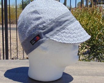 Whirly Bird Gray - Swirl Print Reverses to Solid with Charcoal Gray Decorative Stitching