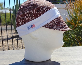 Brown Cap with White Beaded Logo and Bandana Rhude Brown Bandana Canvas Cap Rhude main image 4