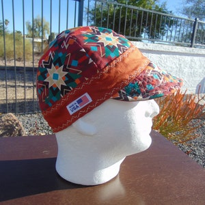 Painted Desert -- Southwest Print Reversible to Solid Terra Cotta with Cream Decorative Stitching