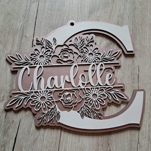 Monogram | First name | Last name | Family name | Wood | Laser cut | Gift | Personalized | Spring | Spring decoration | Door sign