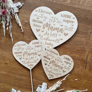Regalo de madera para el día de la madre | mamá | abuela | amor | idea de regalo | corazon | decoración floral | Remolque | corazón de madera | decoración floral