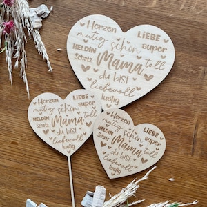 Wooden Mother's Day Gift | mom | grandma | love | gift idea | heart | floral decoration | Trailer | wooden heart | floral decoration