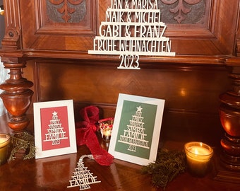 Arbre de Noël familial en bois personnalisé avec nom | Cadeau de Noël pour toute la famille | Idée cadeau pour Noël | Noël