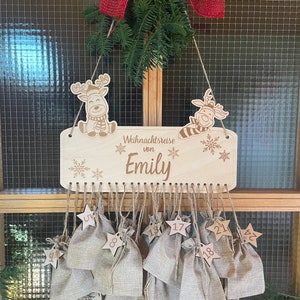 Personalized Advent calendar with name | Christmas | Wooden Advent calendar | Jute bag | Advent calendar to fill | Children