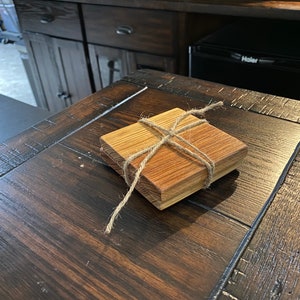 Rustic Reclaimed Oak Barn Wood Coasters, sold in pairs.