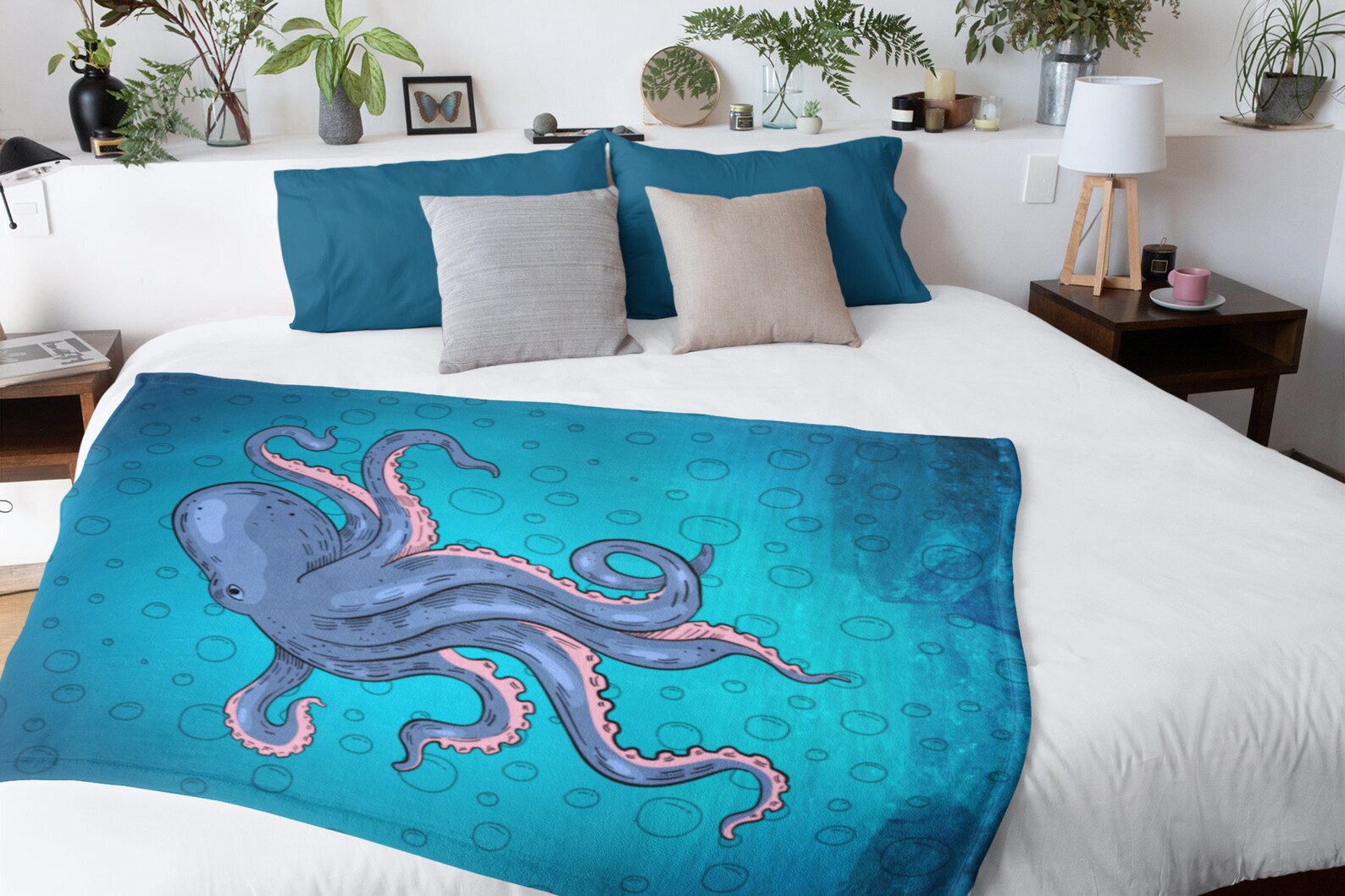 Octopus Blanket Octopuses Sherpa Fleece Throw Plush Soft Etsy