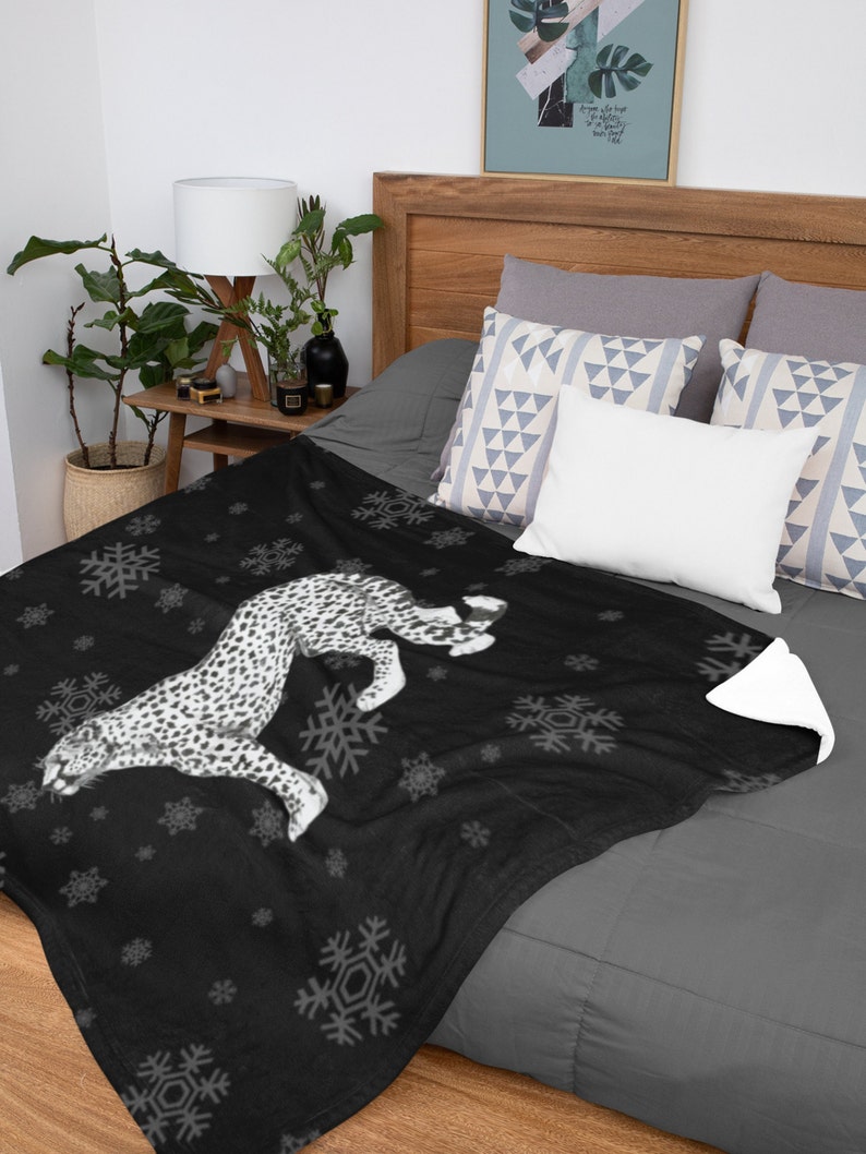 Snow Leopard Blanket Leopards Sherpa Fleece Throw Plush Etsy