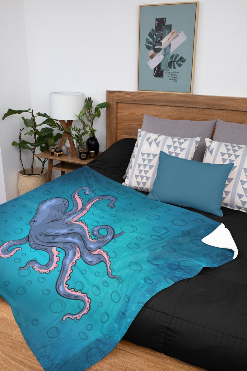 Octopus Blanket Octopuses Sherpa Fleece Throw Plush Soft Etsy