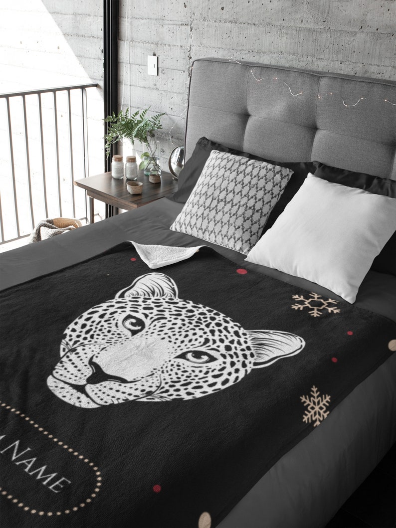 Personalized Snow Leopard Blanket Leopards Custom Sherpa Etsy