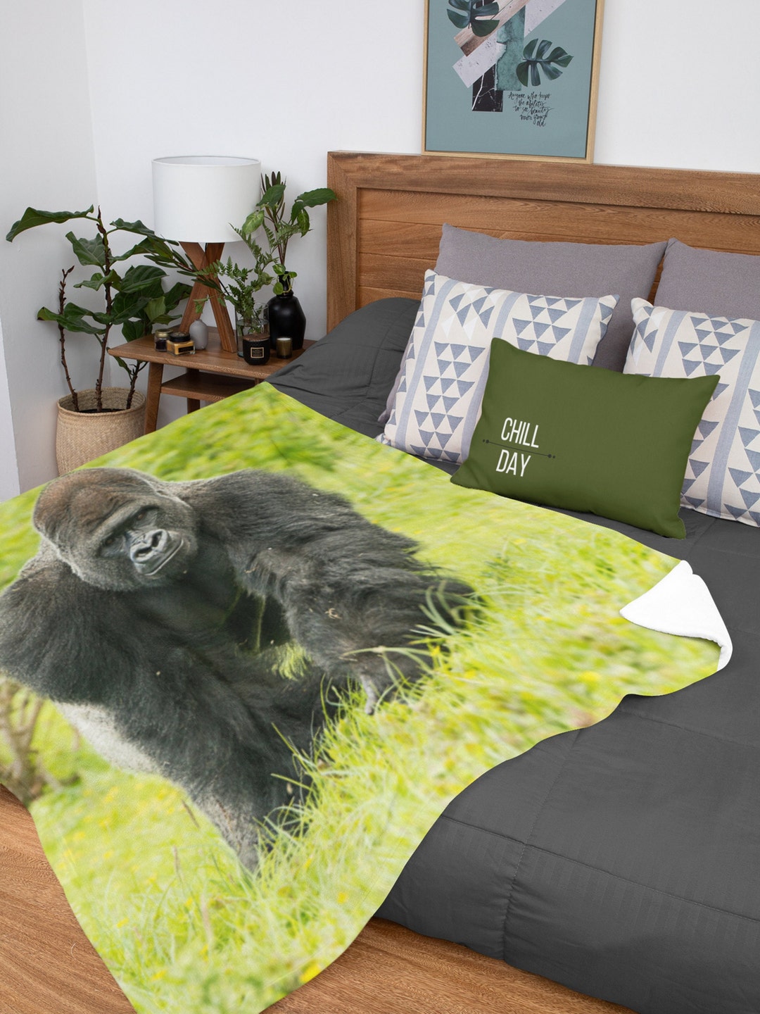 Gorilla Blanket Gorillas Throw Blanket Gorilla Fleece Etsy