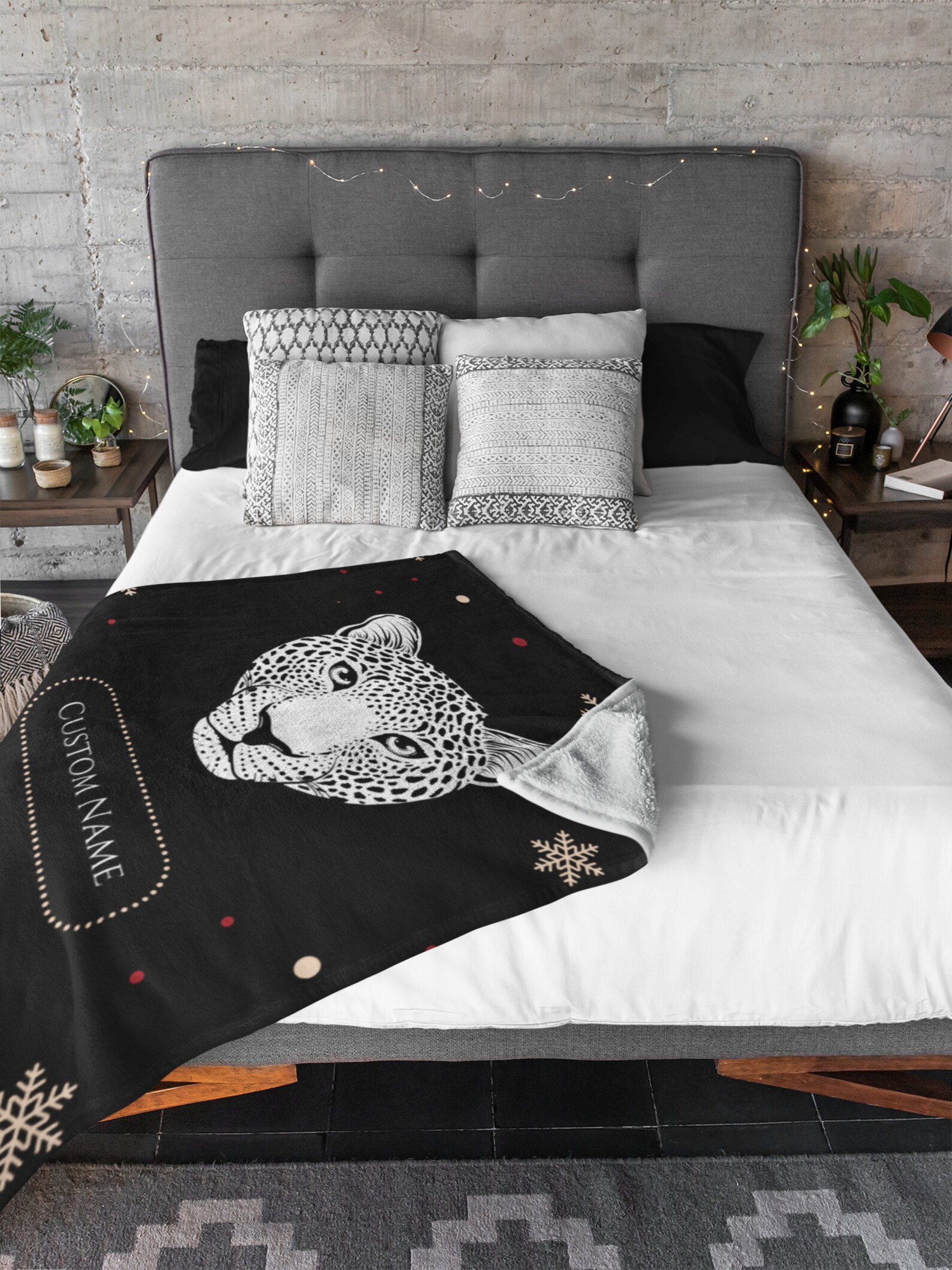 Personalized Snow Leopard Blanket Leopards Custom Sherpa Etsy