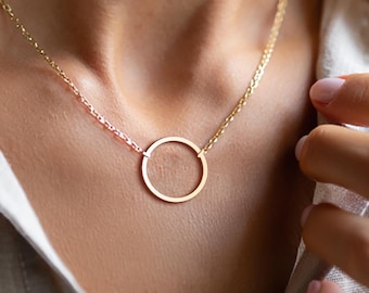 18K Gold Vermeil Karma Kreis Halskette: Personalisierte Sterling Silber