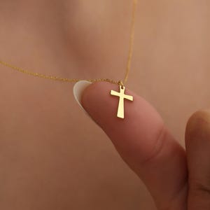 18K Gold Minimalist Kreuz Halskette für Frauen, Sterling Silber Tiny Kreuz Anhänger, Kruzifix Charm Halskette, Christian Religiöses Halskette Geschenk
