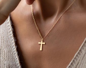Sterling Silver Cross Necklace: Minimalist Christian Religious Gift