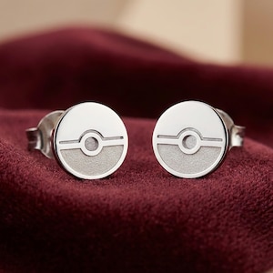 Pokéball-Ohrstecker, Schmuck für Gamerinnen, Geekige Silberohrstecker, Anime-Geschenk für sie, Nostalgisches Videospiel-Geschenk