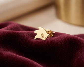 Pendientes minimalistas de Sonic, joyería delicada de erizo, pendientes para gamers, regalo de personaje de videojuego, pendientes retro de arcade, regalo friki para ella.